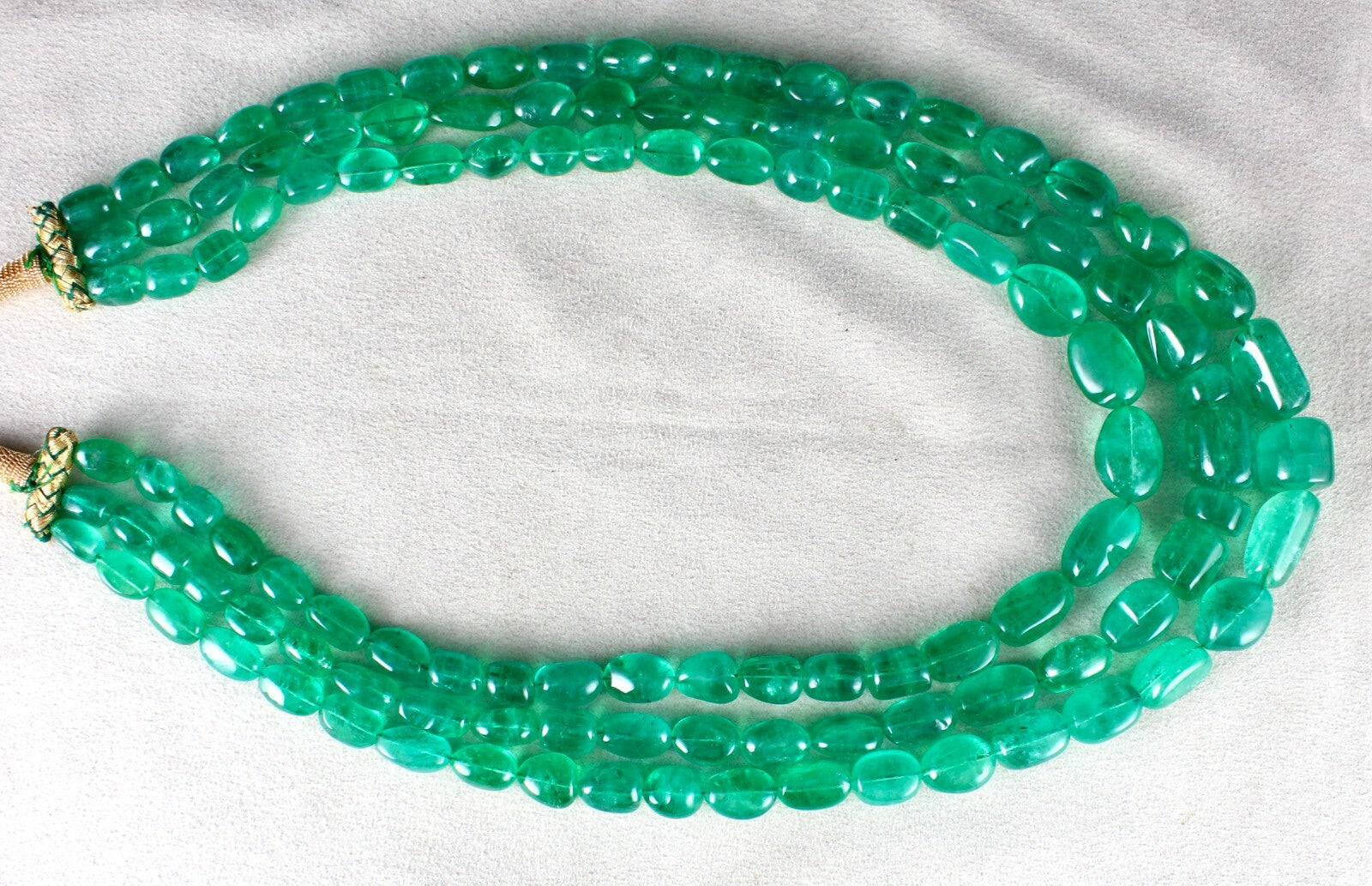 Certified Natural Colombian Emerald Beads Cabochon 1028ct Stone Necklace