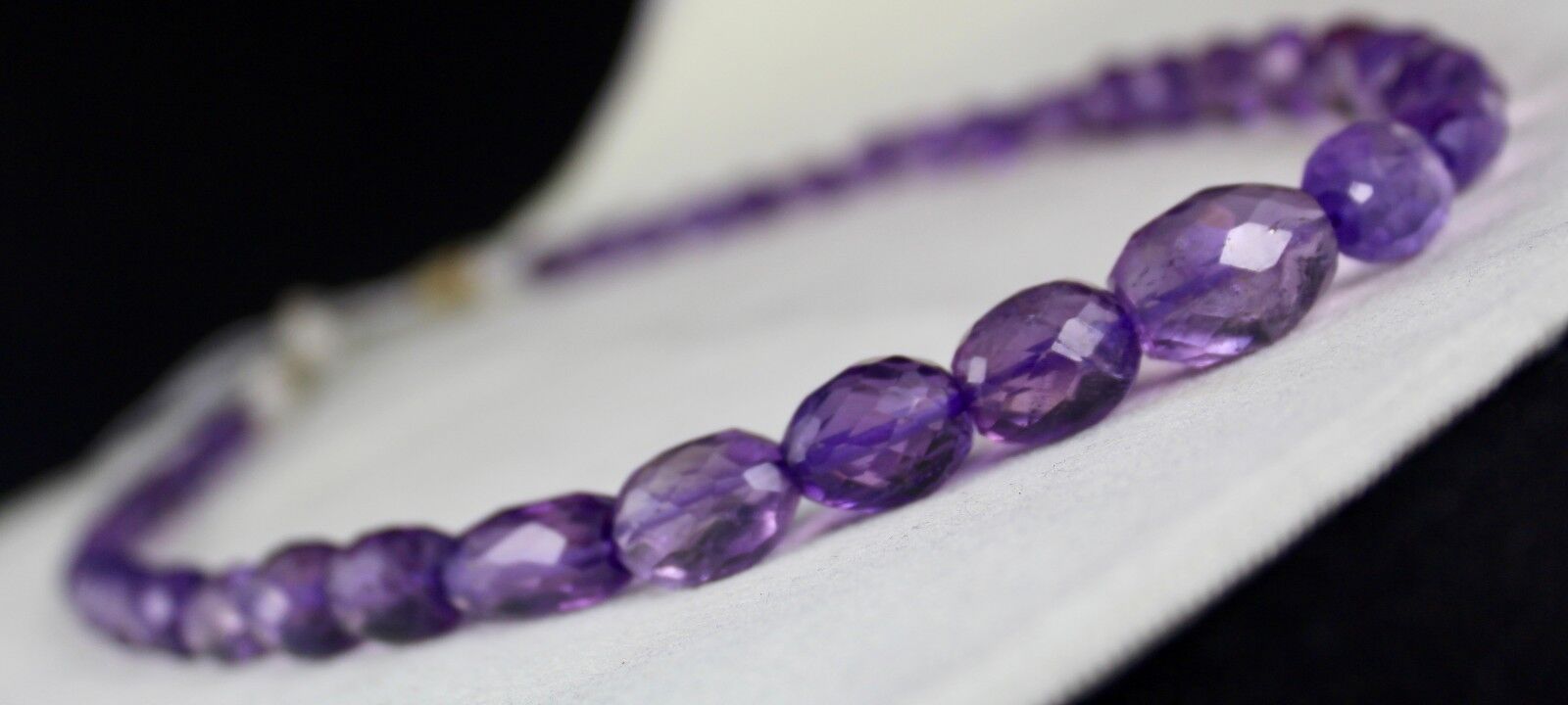 NATURAL PURPLE AMETHYST BEADS FACETED OVAL 17MM 1 LINE 347CTS GEMSTONE NECKLACE