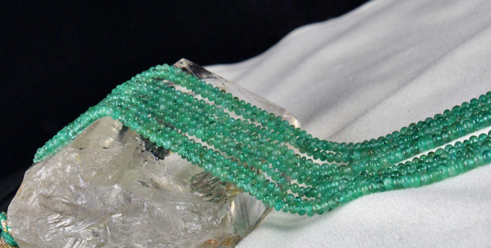 Certified Natural Emerald Beads Round 183ct Green Gemstone Necklace For Women