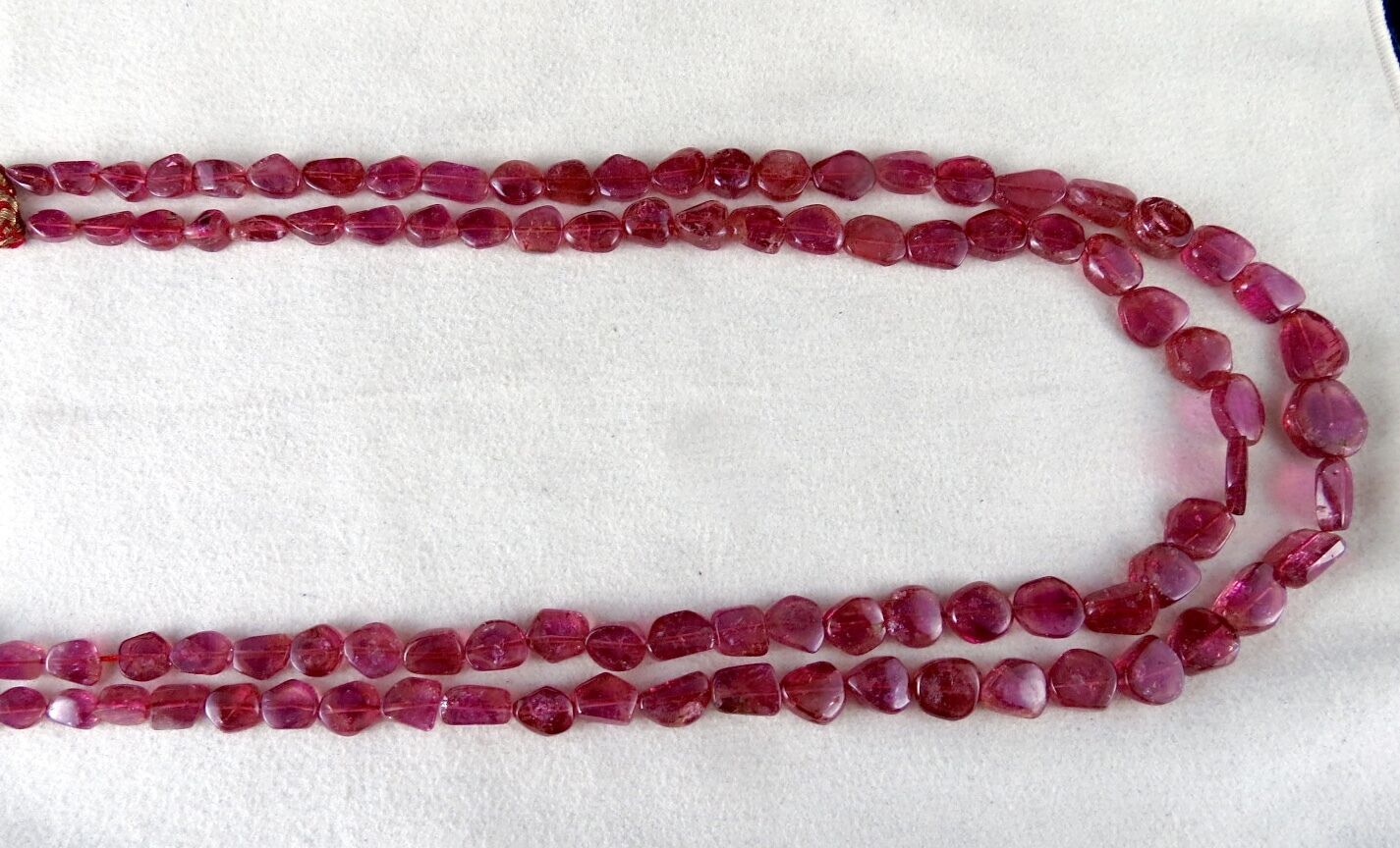 NATURAL PINK TOURMALINE RUBELLITE BEADS TUMBLE 2 L 284 CARATS GEMSTONE NECKLACE