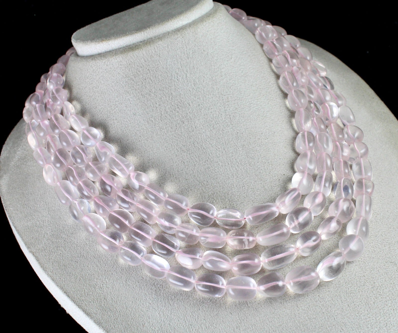 Natural Rose Quartz Beads Nugget Necklace 1439 Ct Carat Weight Fashion Gemstone