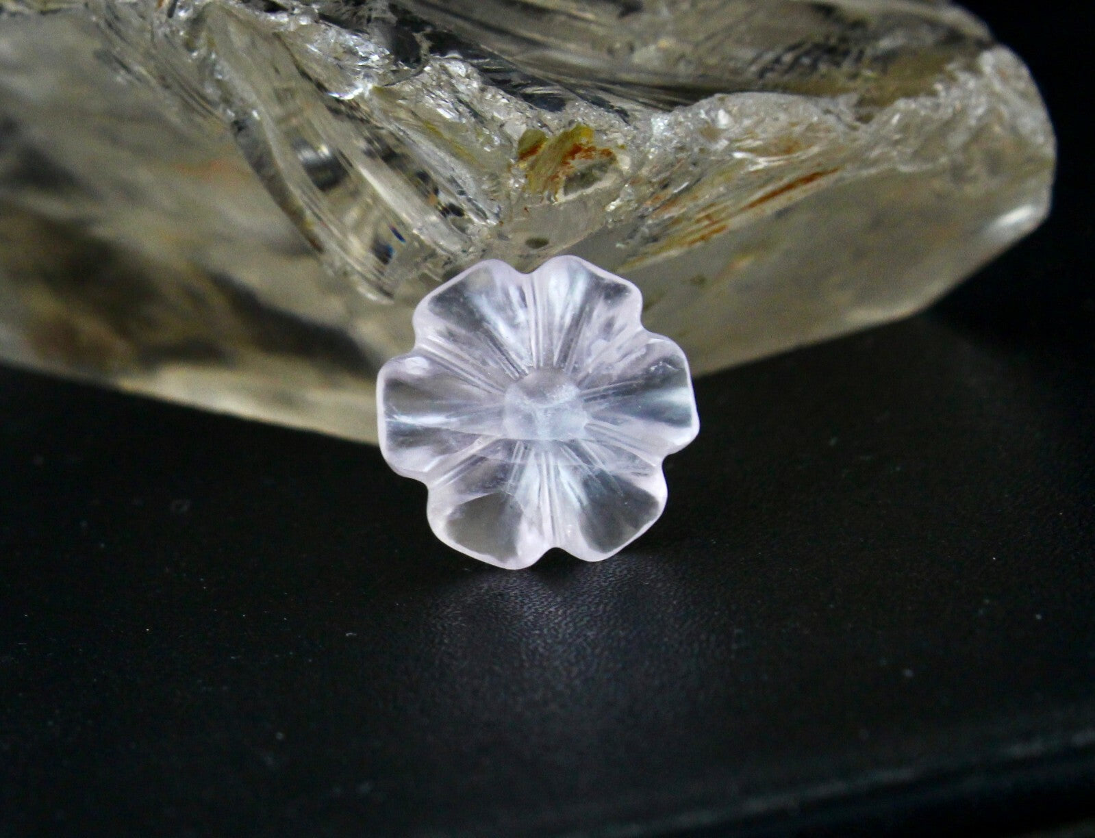 11 Pcs Natural Rose Quartz Carved Flower Gemstone Set 97.35 Cts For Designing