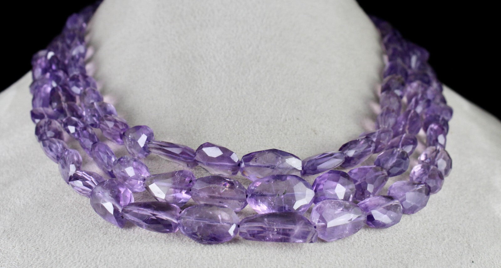 Amethyst 785 Ct Faceted Tumble Beads Purple Gemstone Fashion Necklace