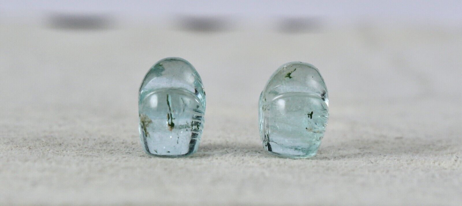 NATURAL BLUE AQUAMARINE CARVED LEAVES 13.88 CARATS GEMSTONE PAIR FOR EARRING