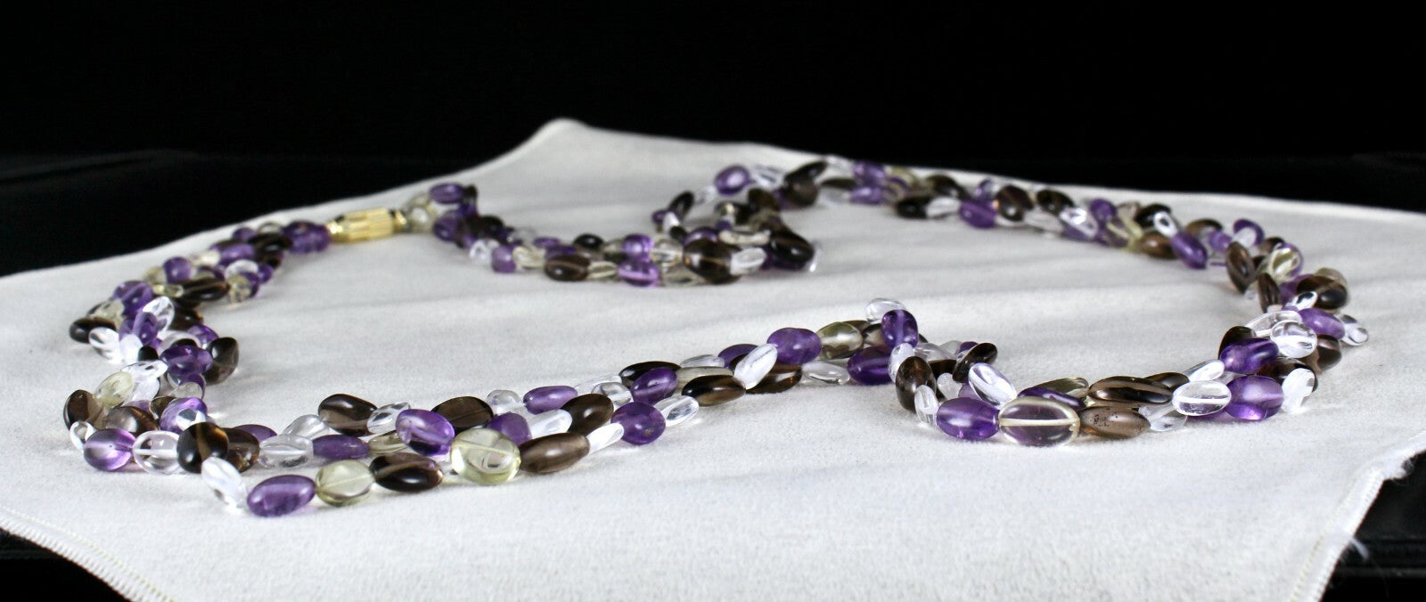 Multi Natural Amethyst Crystal Quartz 684 Cts Long Beads Necklace