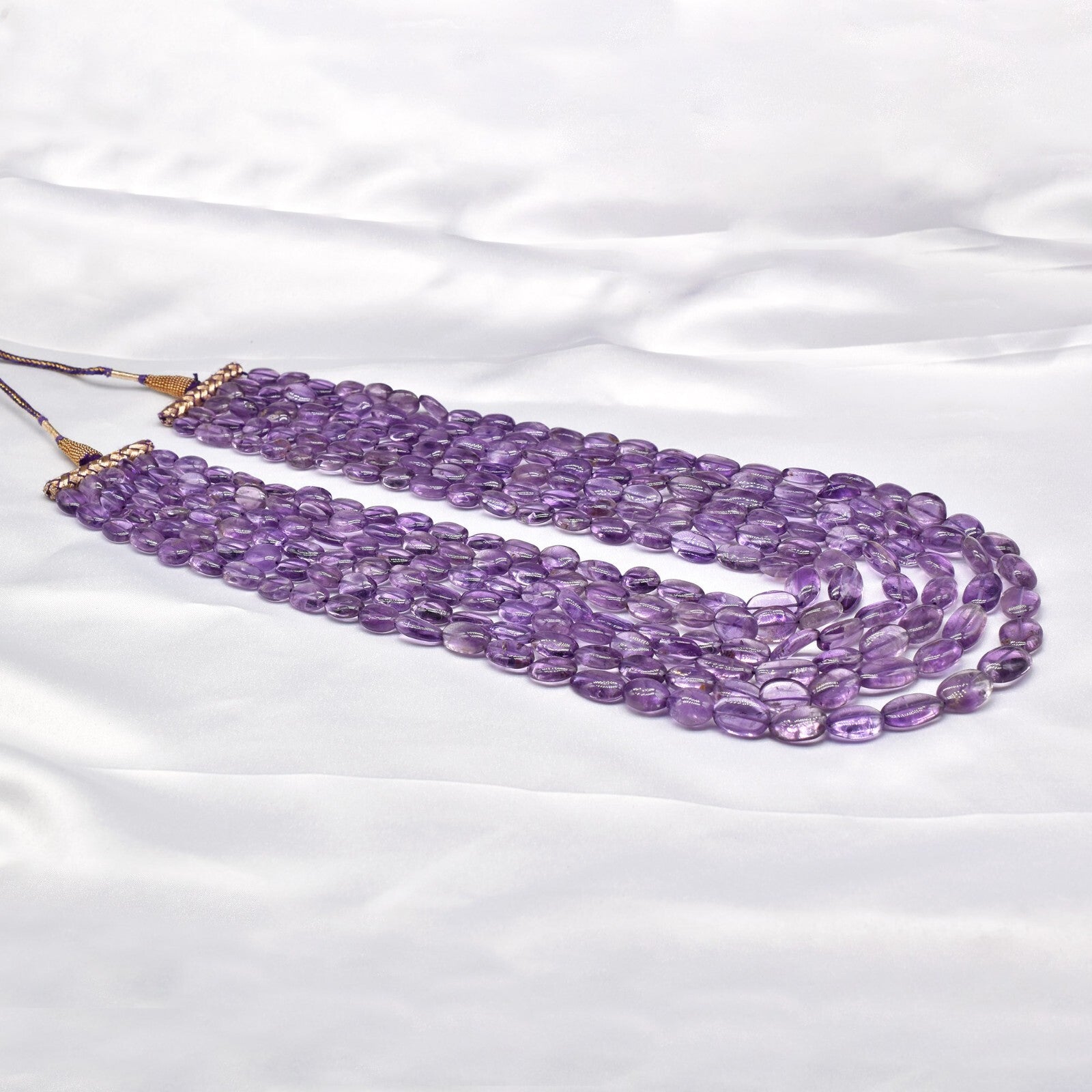 Long Natural Amethyst Beads 1245 Ct Purple Gemstone Fashion Necklace 6 L