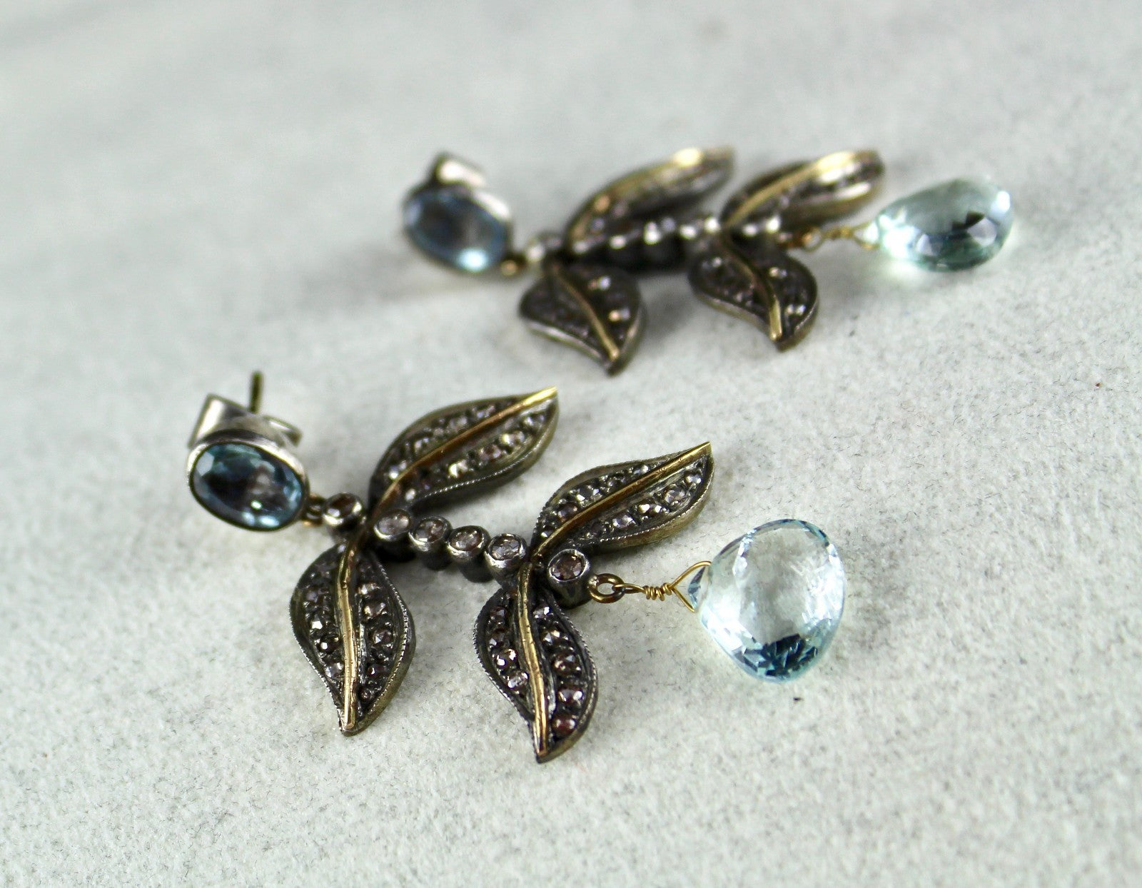 Certified Natural Blue Aquamarine 64ct Natural Diamond Sterling Silver Earrings