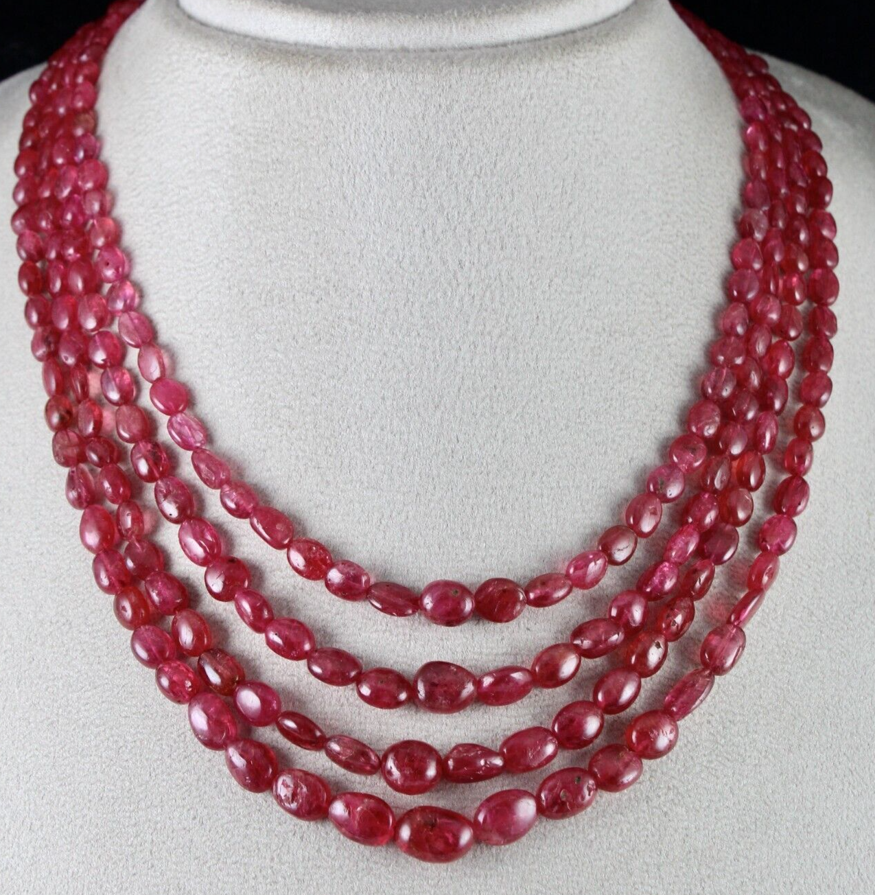 Certified Natural Red Spinel Beads Necklace 431 Ct Gemstone Cabochon For Women