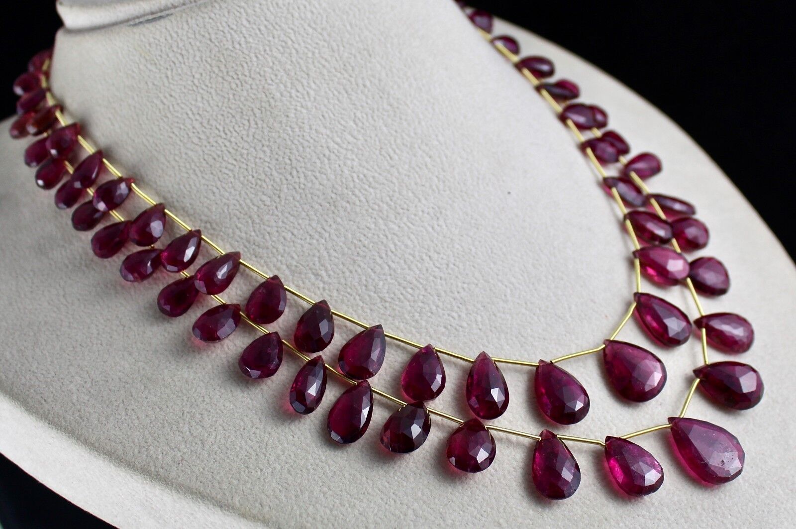 Natural Pink Tourmaline Rubellite Beaded Drop 282 Ct Gemstone Fashion Necklace