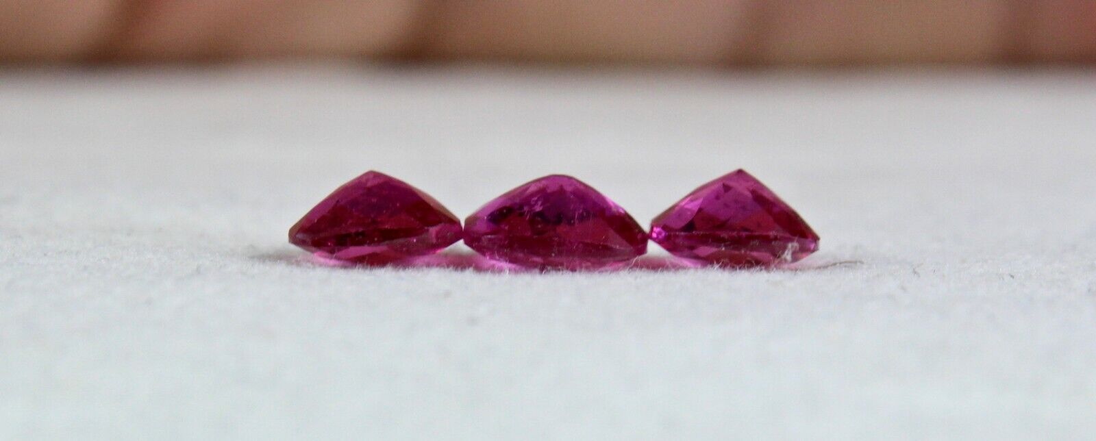 NATURAL RUBELLITE PINK TOURMALINE CUSHION CUT 3 PC 4 CARAT GEMSTONE RING PENDANT
