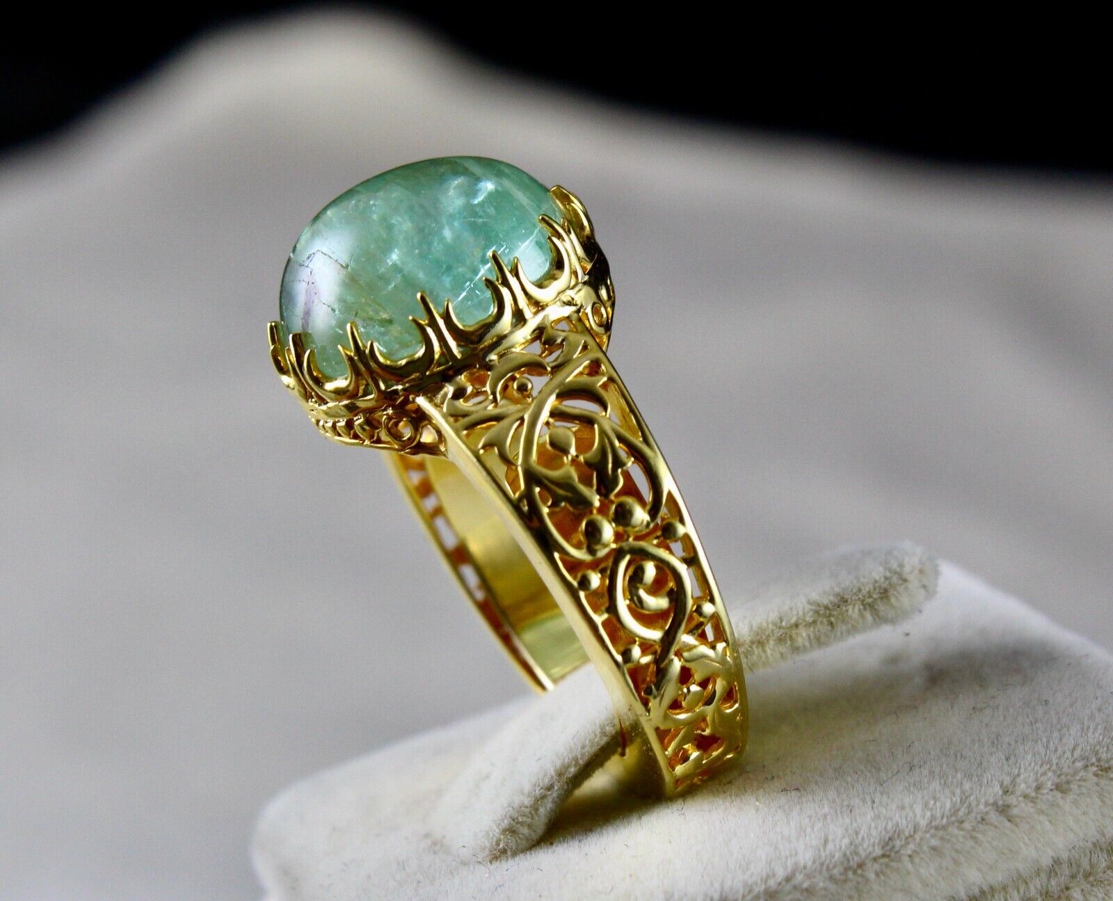 ELEGANT NATURAL OLD COLOMBIAN EMERALD OVAL GEMSTONE FINEST UNISEX SILVER RING