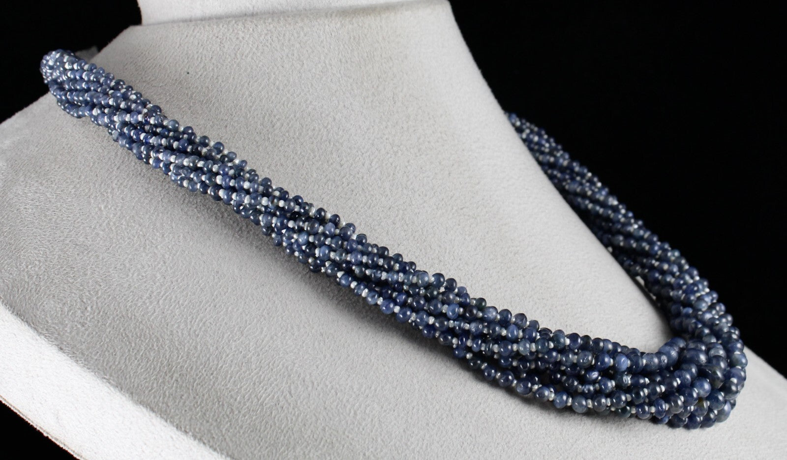 Certified Blue Sapphire 483ct & Pearl Round Beaded Necklace 11l Silver Clasp