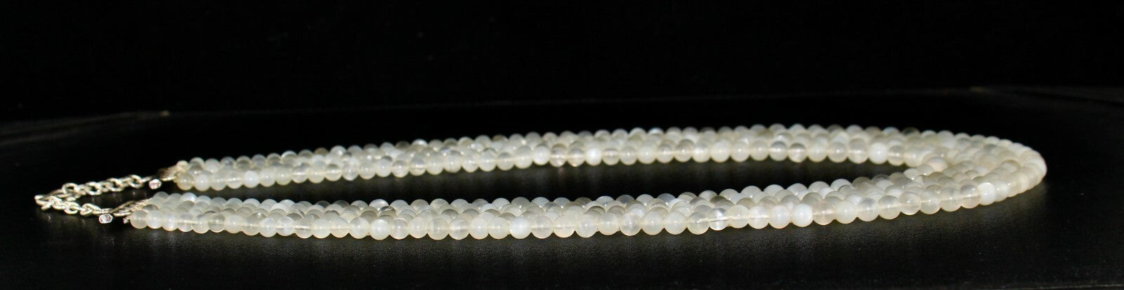 Natural White Moonstone Necklace 802ct Round Gemstone Sterling Silver Clasp