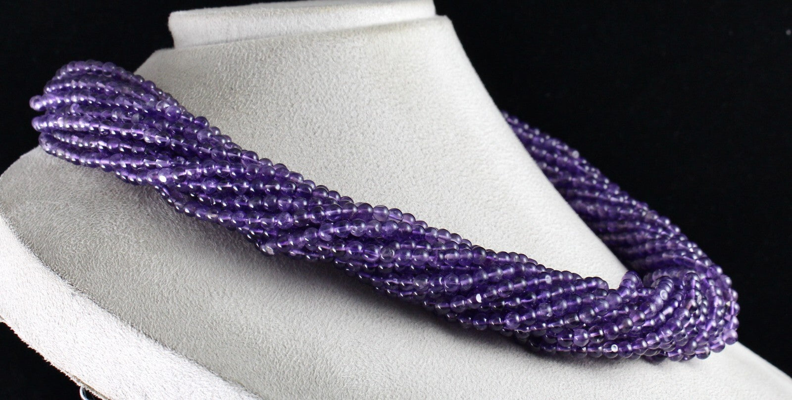 Natural Amethyst 1265 Ct Beads Round Gemstone Sterling Silver Necklace 15l