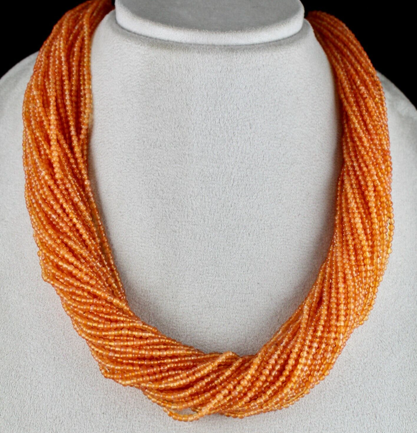 Certified Natural Orange Carnelian Round Beads Necklace 1079 Ct Fashion Gemstone