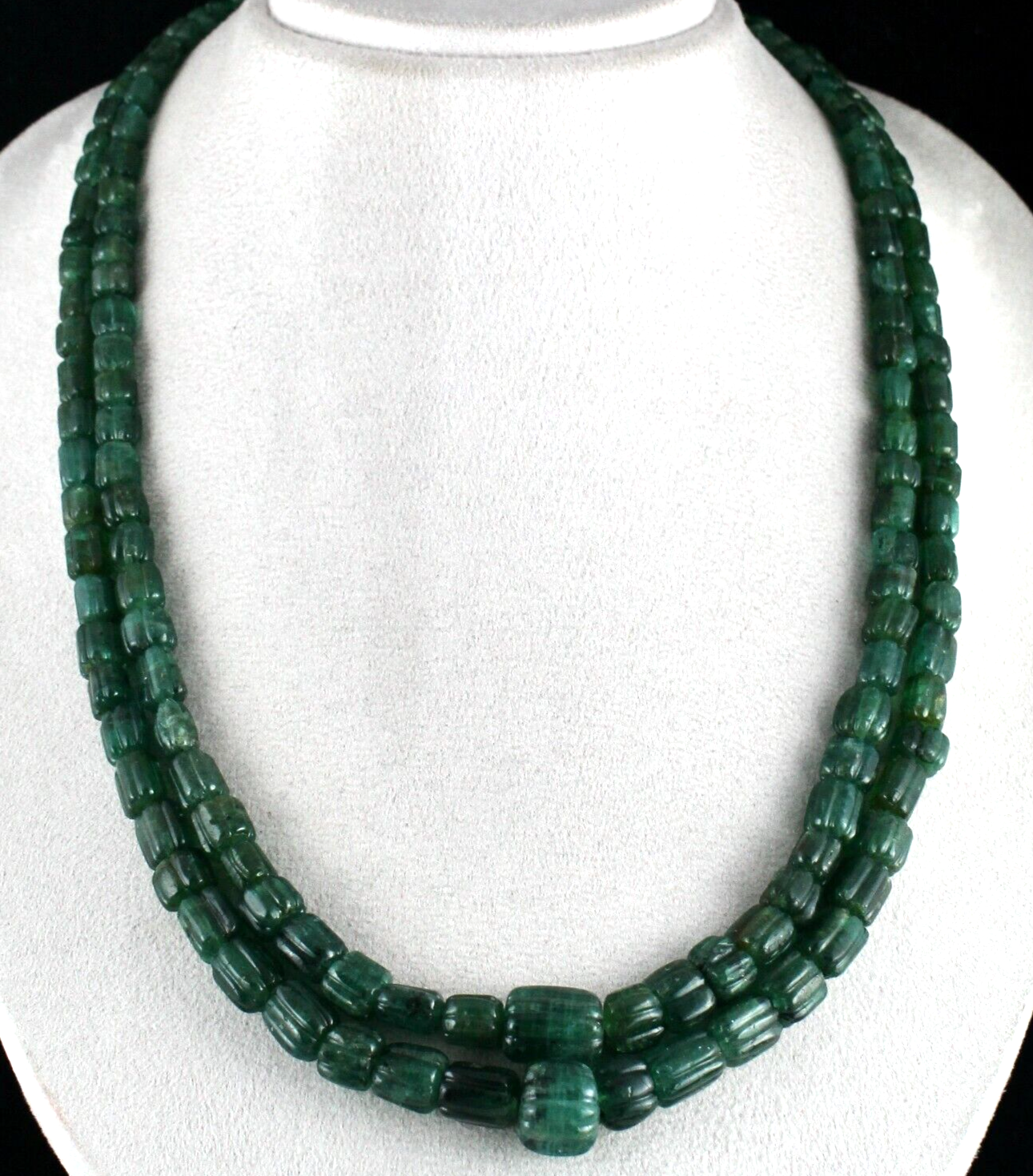 Certified Natural Emerald Beads 688 Ct Green Gemstone Sterling Silver Necklace