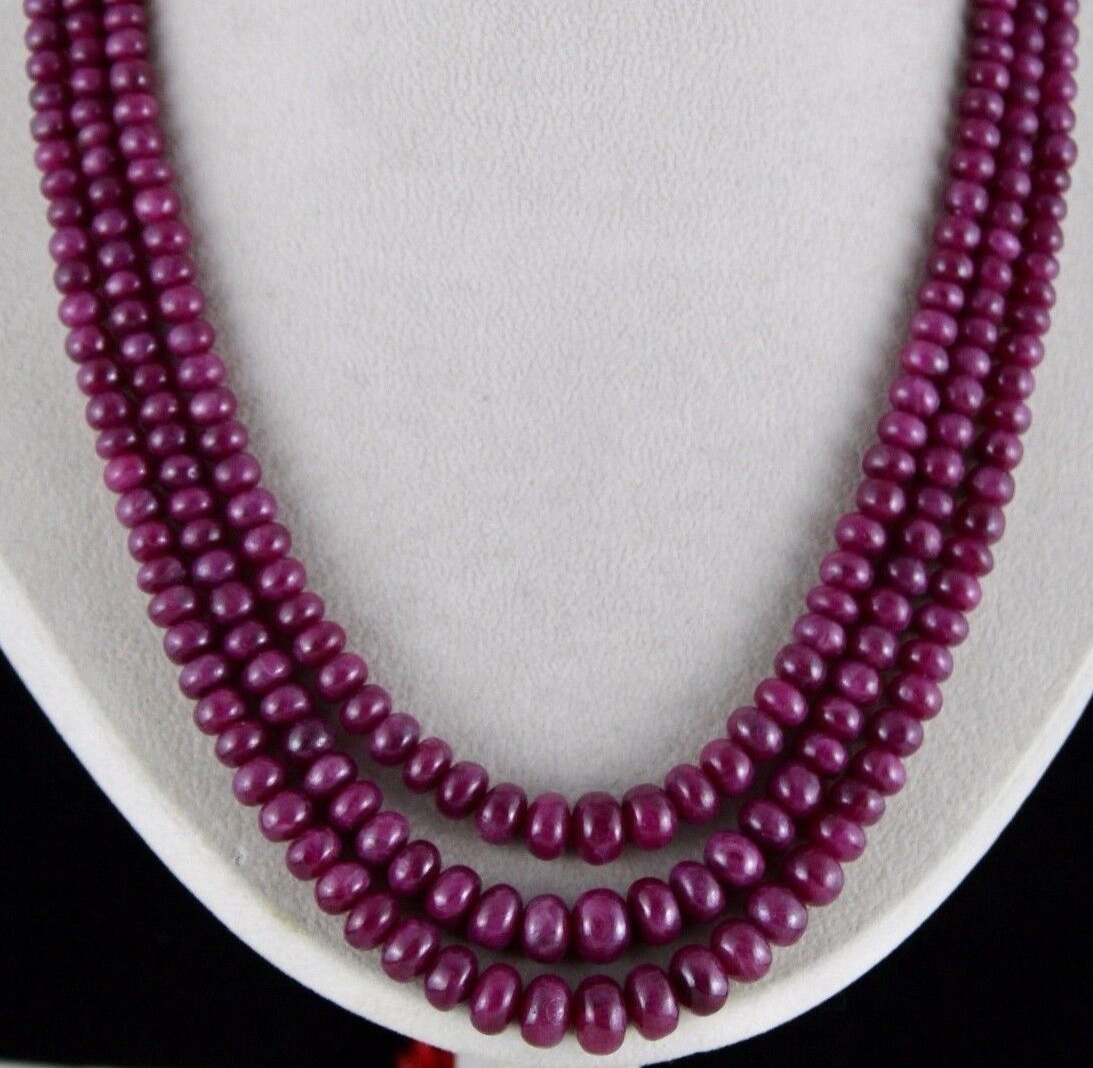 Certified Natural Untreated Ruby Beads Necklace 800 Ct For Ladies