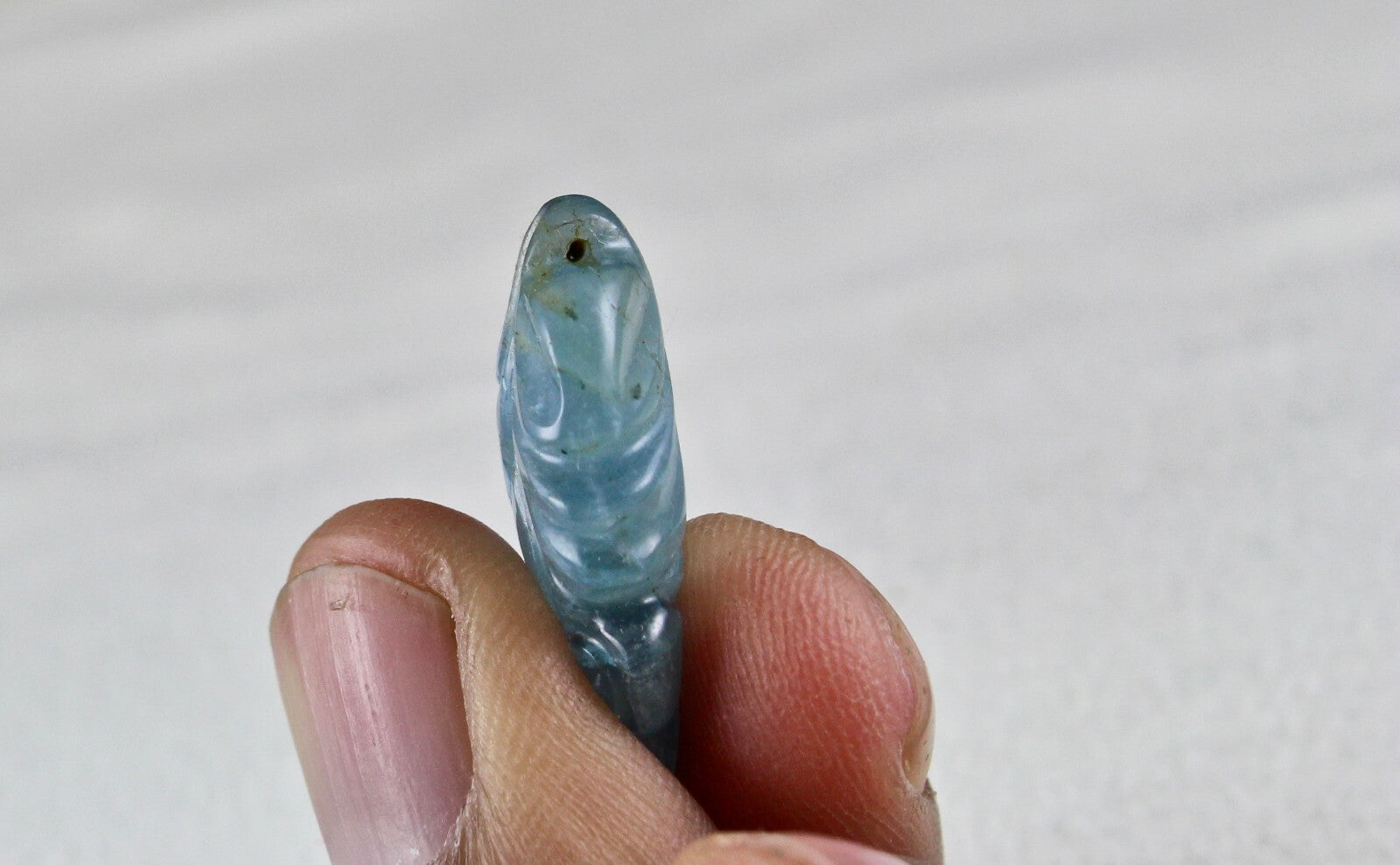 Natural Blue Aquamarine Carved Flower Gemstone 15.83 Ct For Pendant Designing