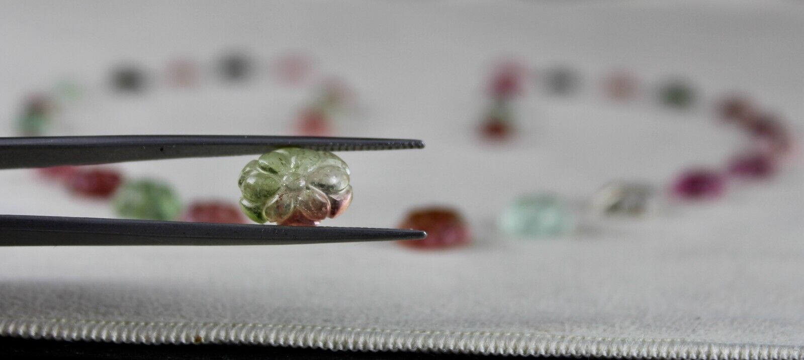 NATURAL MULTI TOURMALINE CARVED FLOWER 31 PCS 71.50 CTS GEMSTONE NECKLACE SET