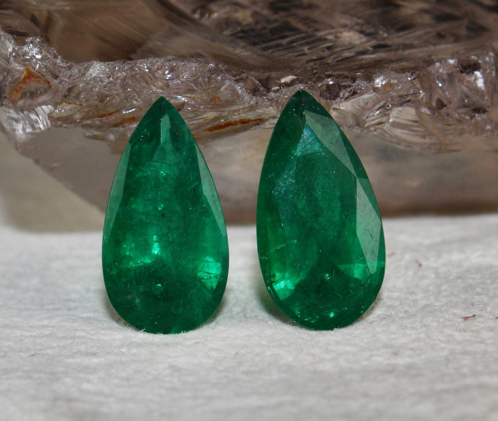 Certified Natural Zambia Emerald 19.02 Ct Pear Pair Loose Gemstone Earrings