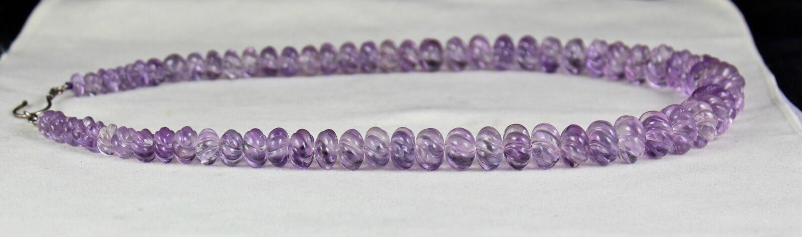 Natural Amethyst Beads Carved Melon 1 L 713 Ct Purple Gemstone Fashion Necklace