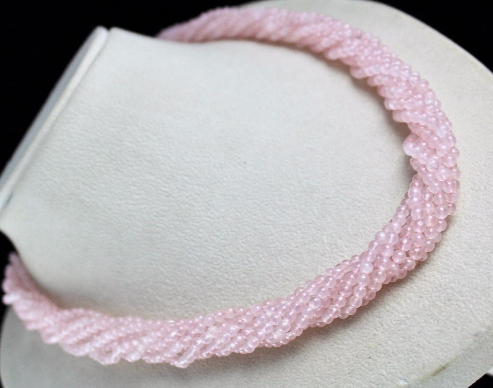 NATURAL ROSE QUARTZ BEADS 9 L 591 CARATS GEMSTONE ROUND LADIES SILVER NECKLACE