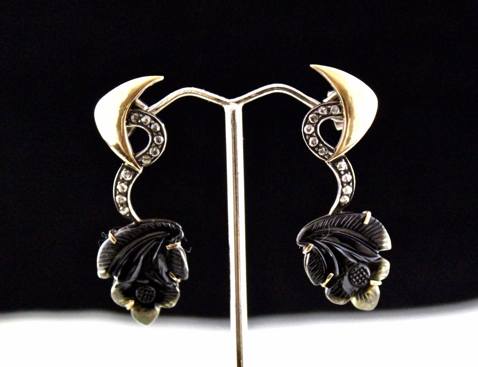 Natural Multi Tourmaline Victorian Earring Stud Gemstone Diamond 18k Gold Silver