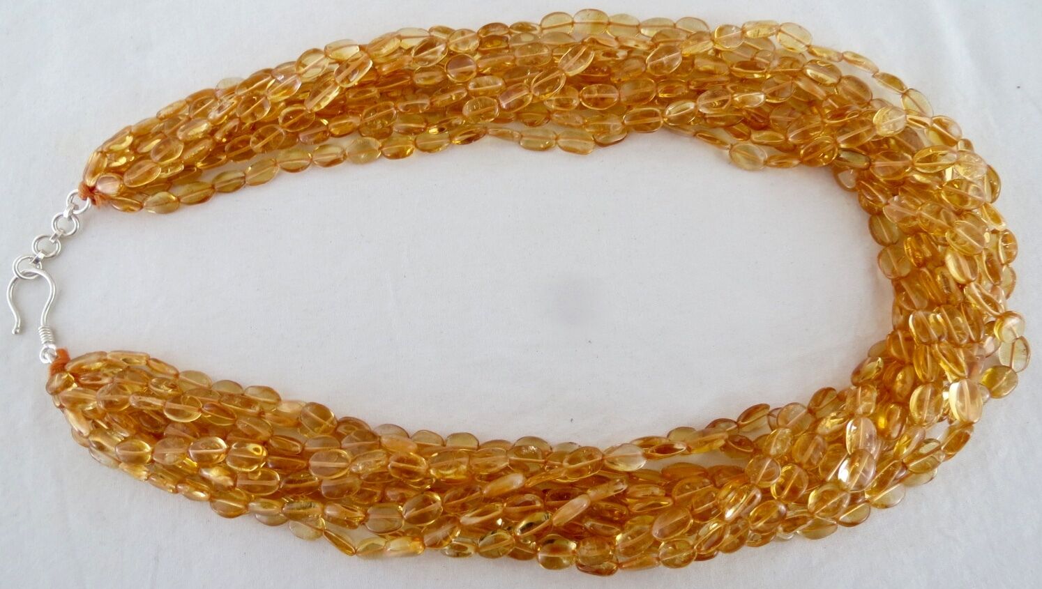 Natural Citrine Beaded Necklace 11L 982 Ct Fashion Ladies Cabochon Long Gemstone