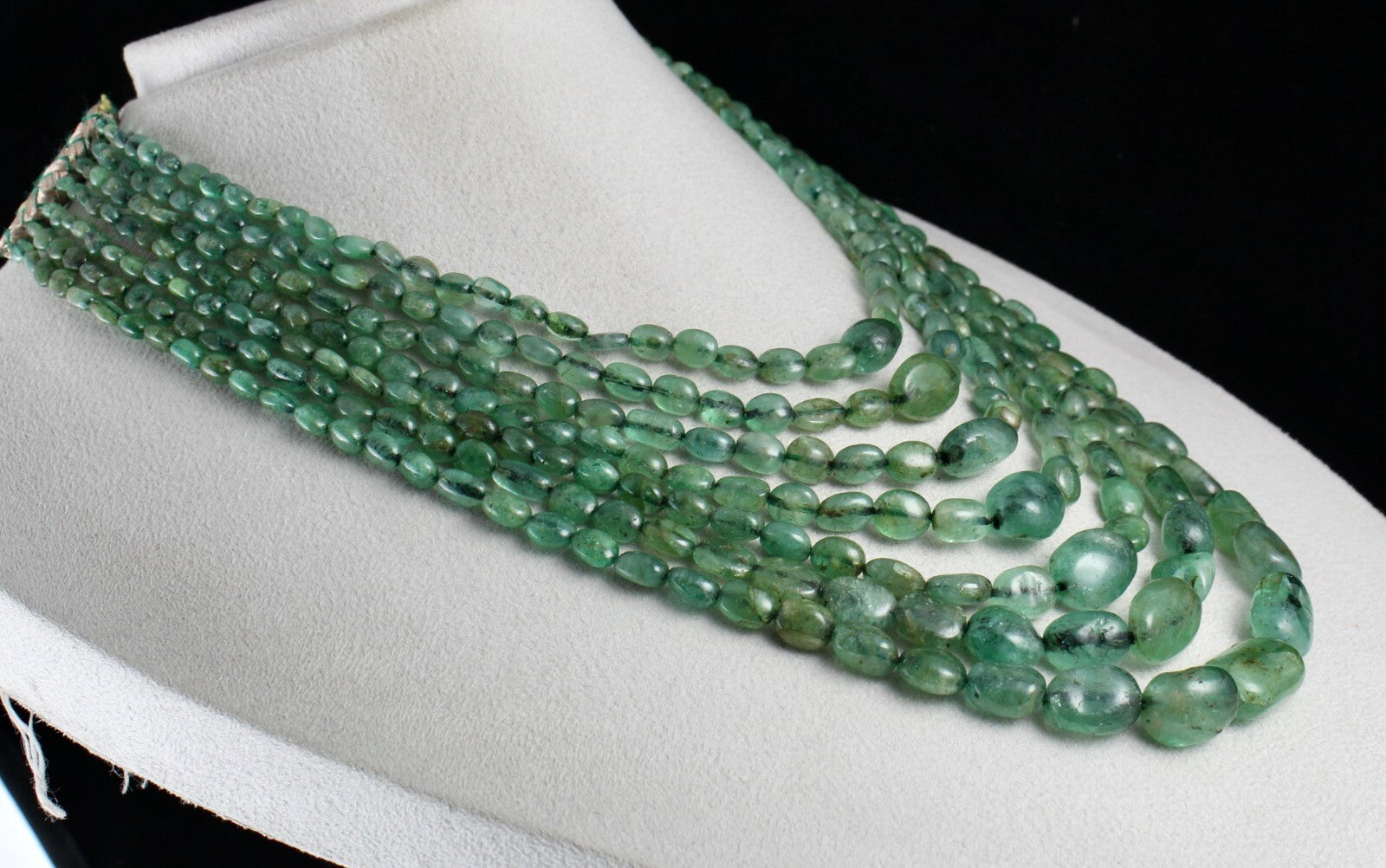 Certified Vintage Natural Emerald Beads 735 Ct Cabochon Old Gemstone Necklace