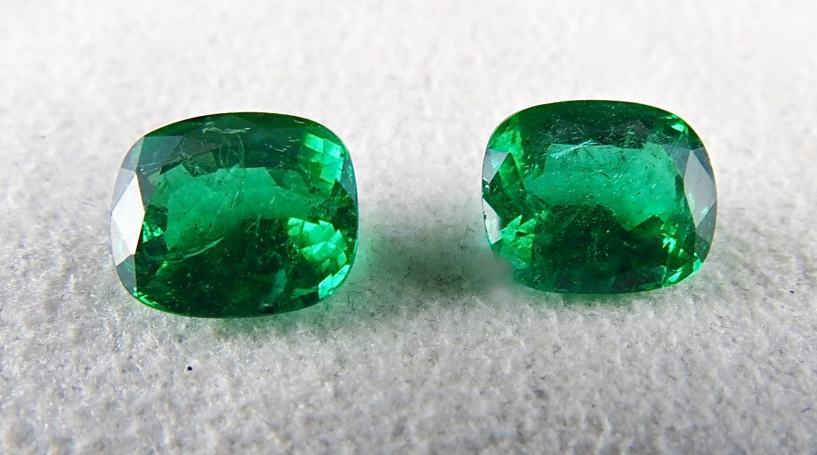 Certified Natural Zambia Emerald 10.55 Ct Cushion Pair Loose Gemstone Earring