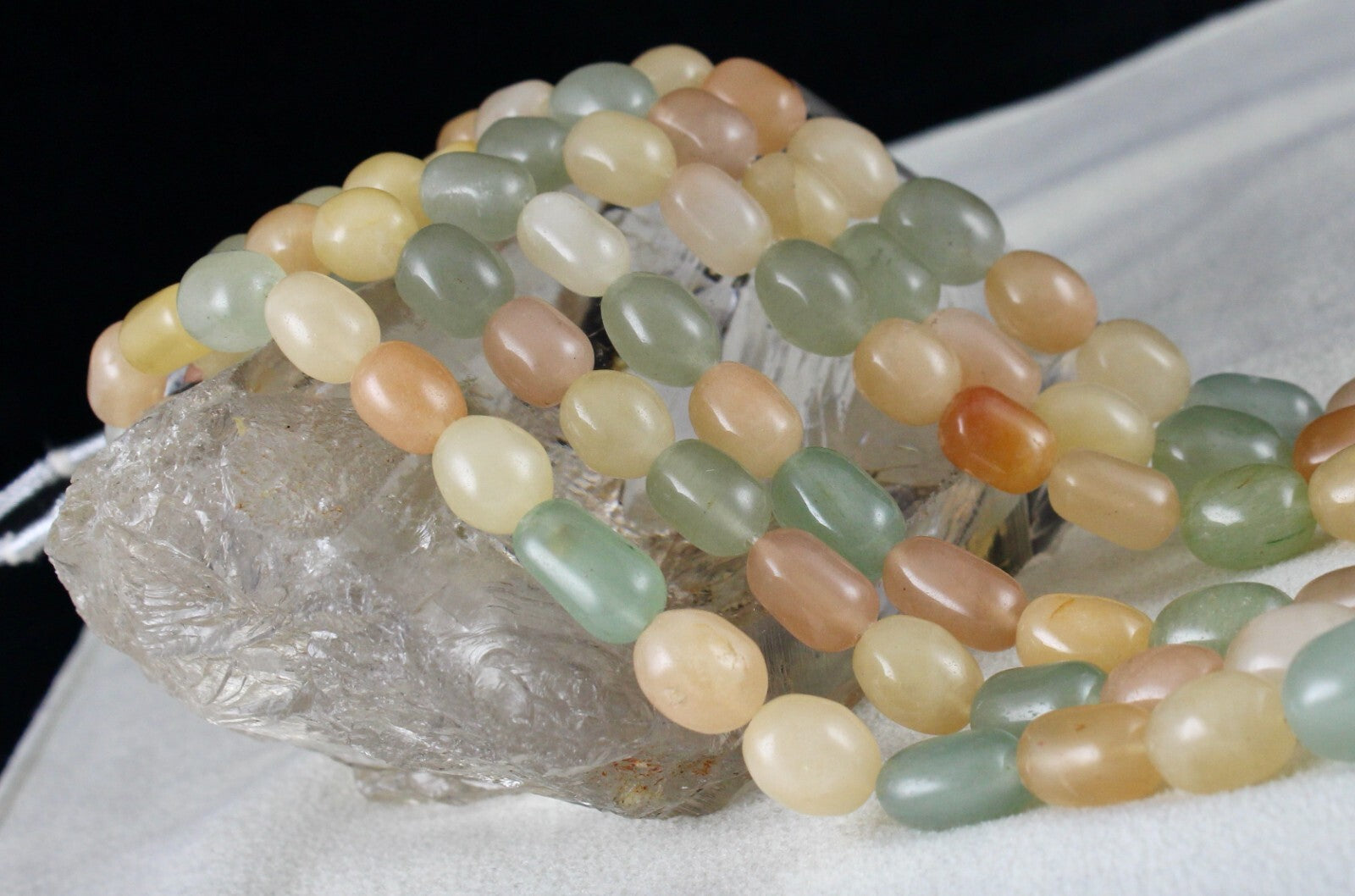 Vintage Necklace Natural Orange Quartz Aventurine Jade 677ct Gemstone Beads