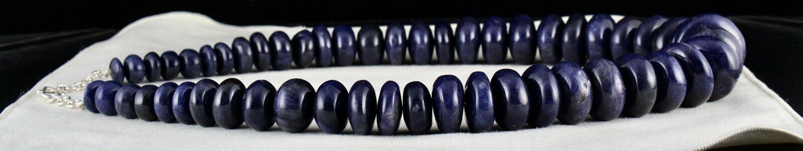 NATURAL BLUE JADE BEADS ROUND GEMSTONE 1 LINE 2085 CARATS LADIES SILVER NECKLACE