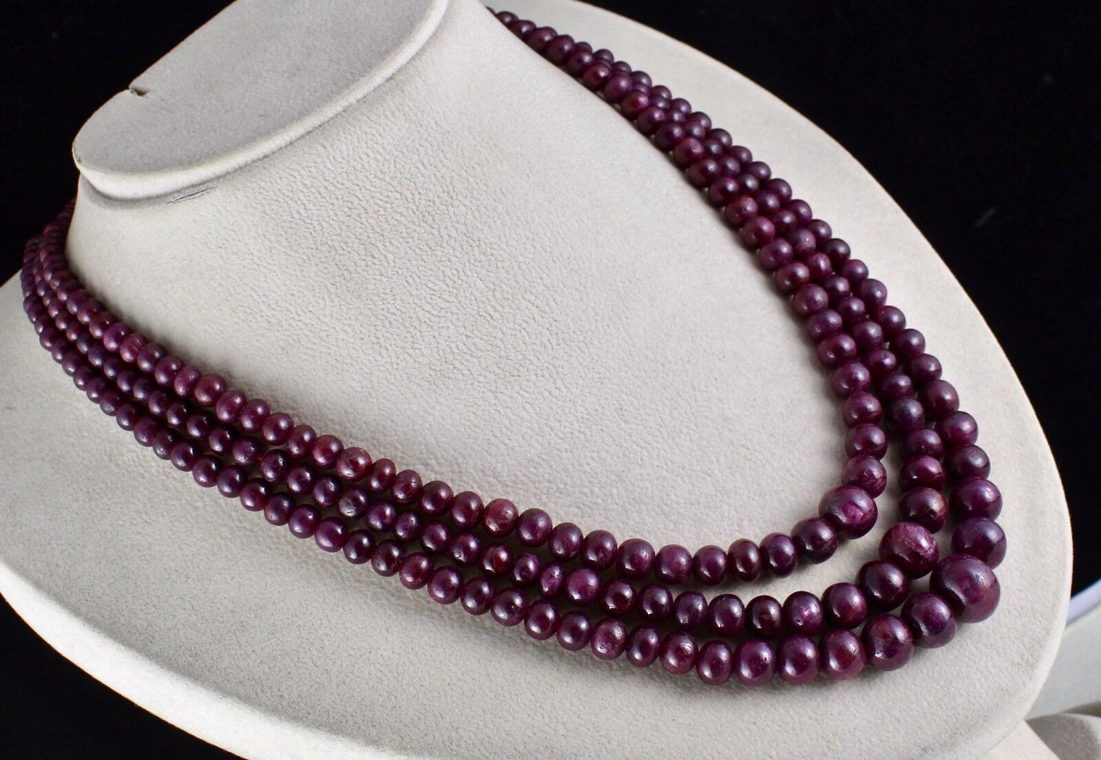 NATURAL UNTREATED RUBY BEADS ROUND GEMSTONE 15 MM 861 CARATS LADIES NECKLACE