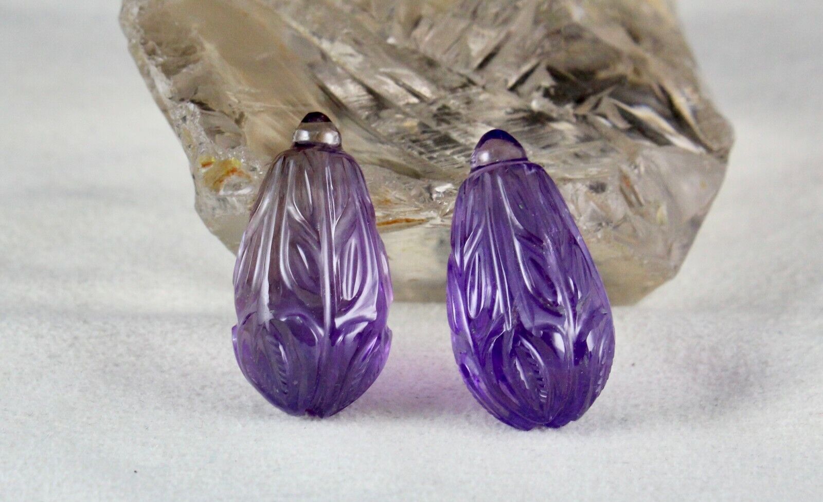 NATURAL AMETHYST CARVED DROPS 9 PCS 408 CTS LOOSE GEMSTONE EARRING NECKLACE SET