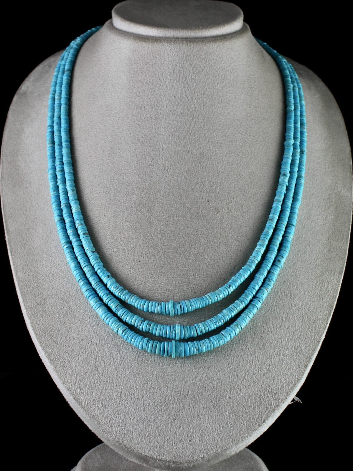 Certified Vintage Natural Turquoise 441 Ct Beads Blue Gemstone Necklace