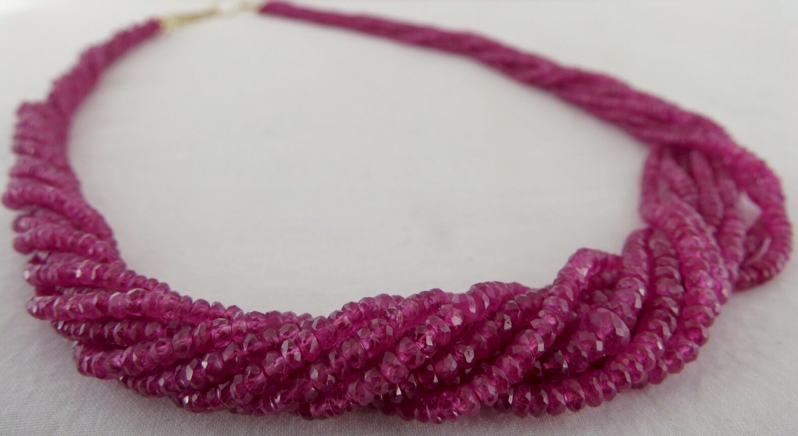 NATURAL HEATED RUBY BEADS 296 CTS FACETED ROUND 18KGOLD GEMSTONE LADIES NECKLACE