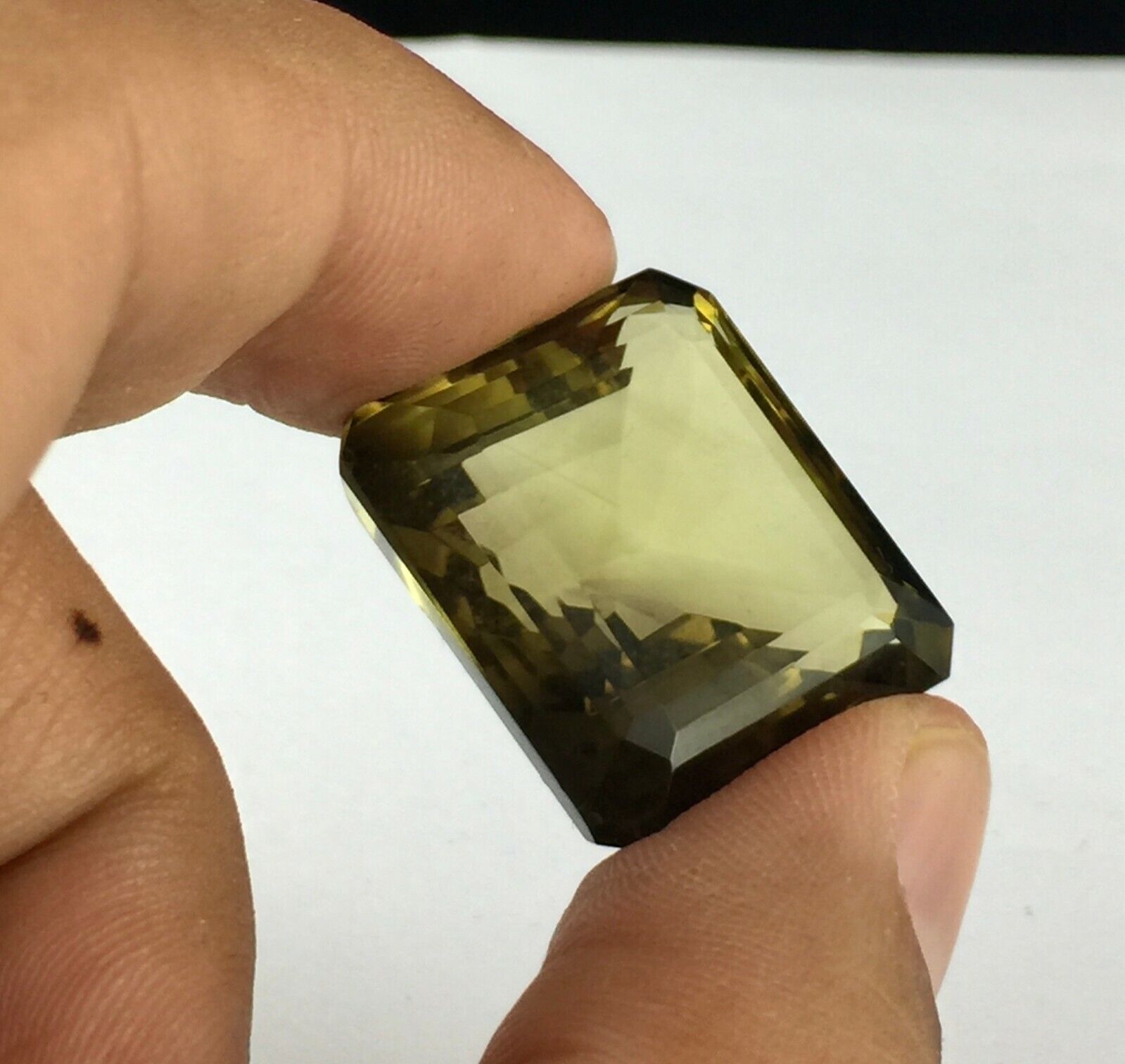 Natural Lemon Quartz Octagon Cut 53.90 Carat Semi Precious Gemstone Pendant Ring