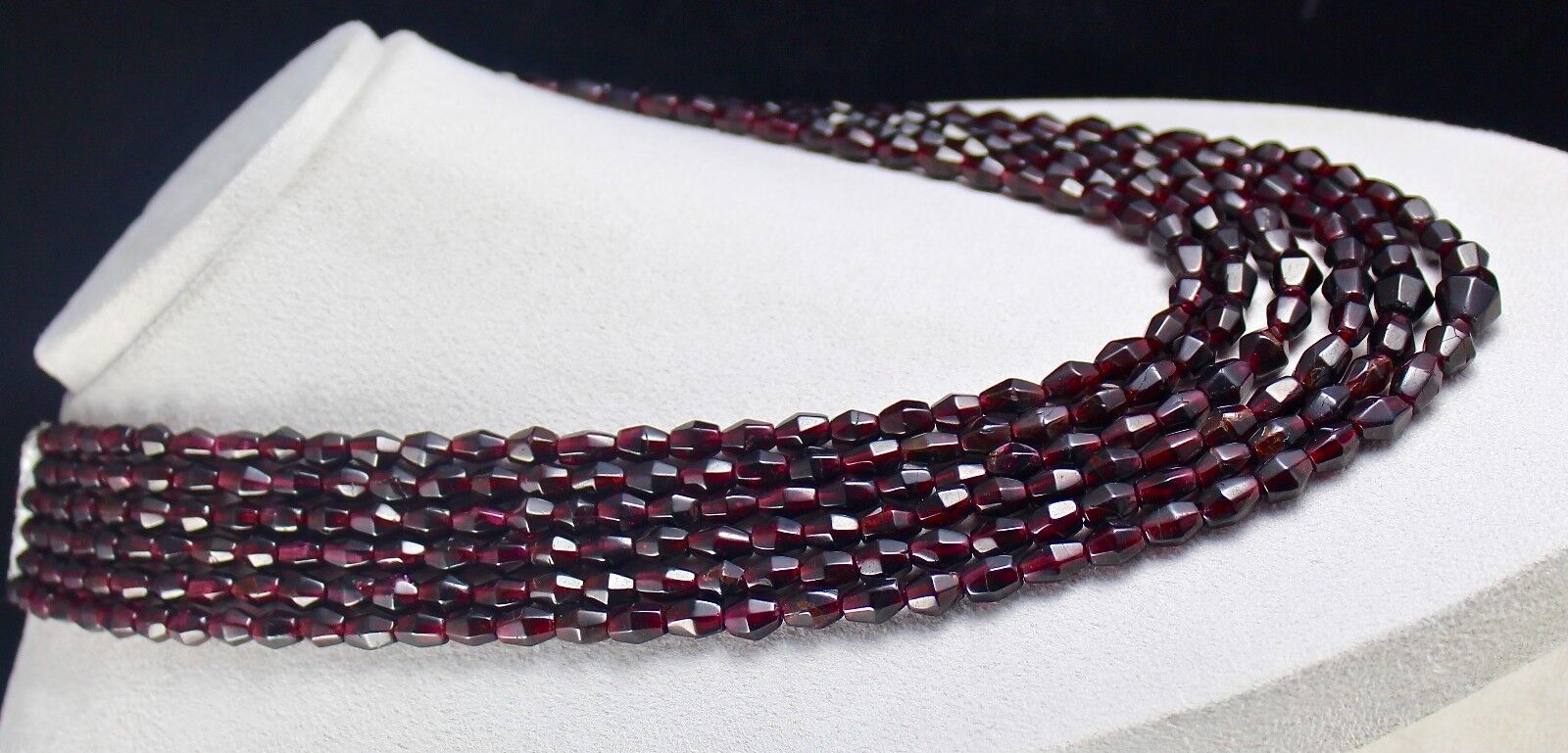 NATURAL GARNET BEADS FANCY 6 LINE 1412 CARATS GEMSTONE LADIES FASHION NECKLACE