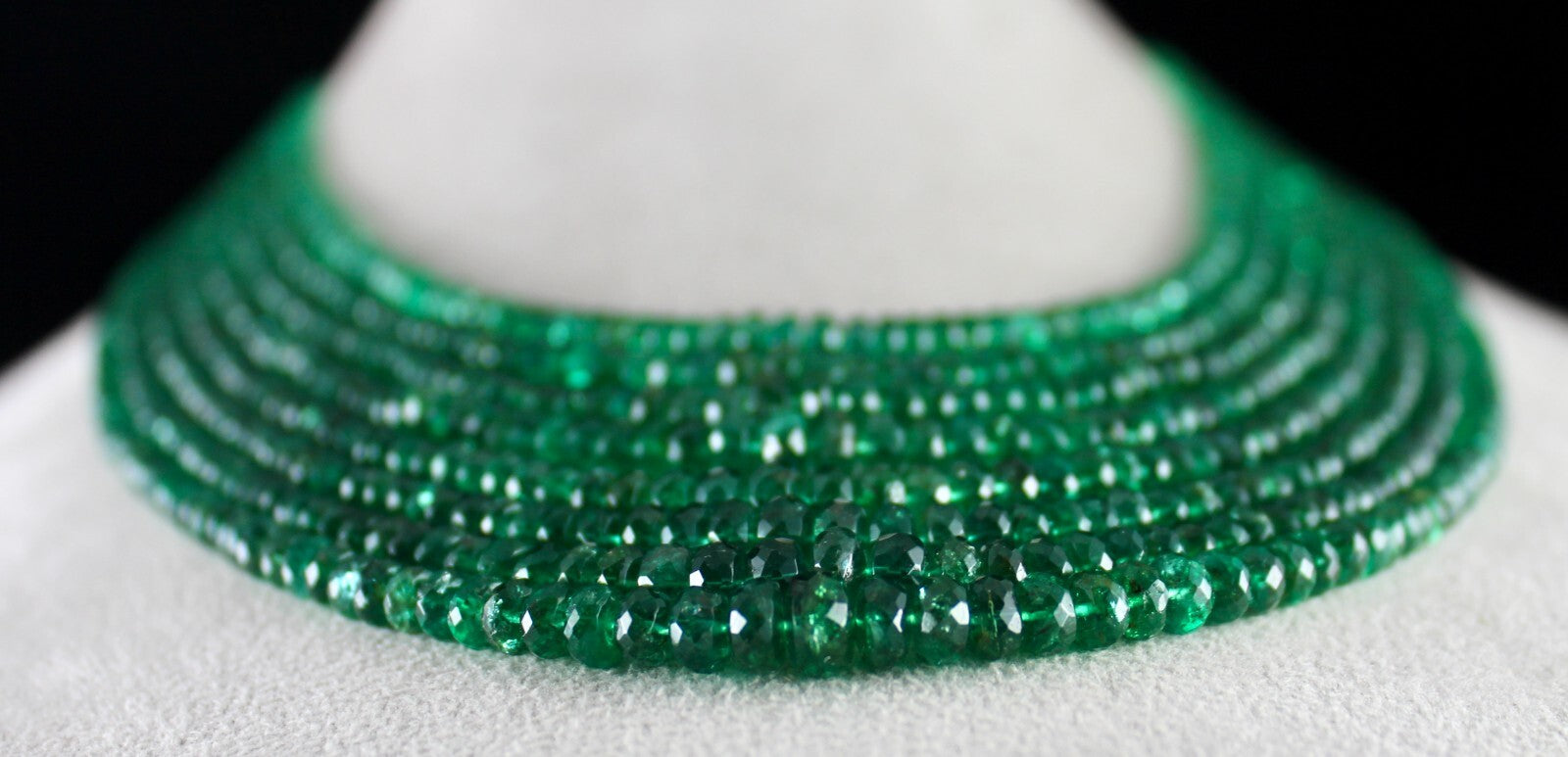 Natural Zambian Emerald Necklace 599 Ct Faceted Round Beads Certified Jewelry