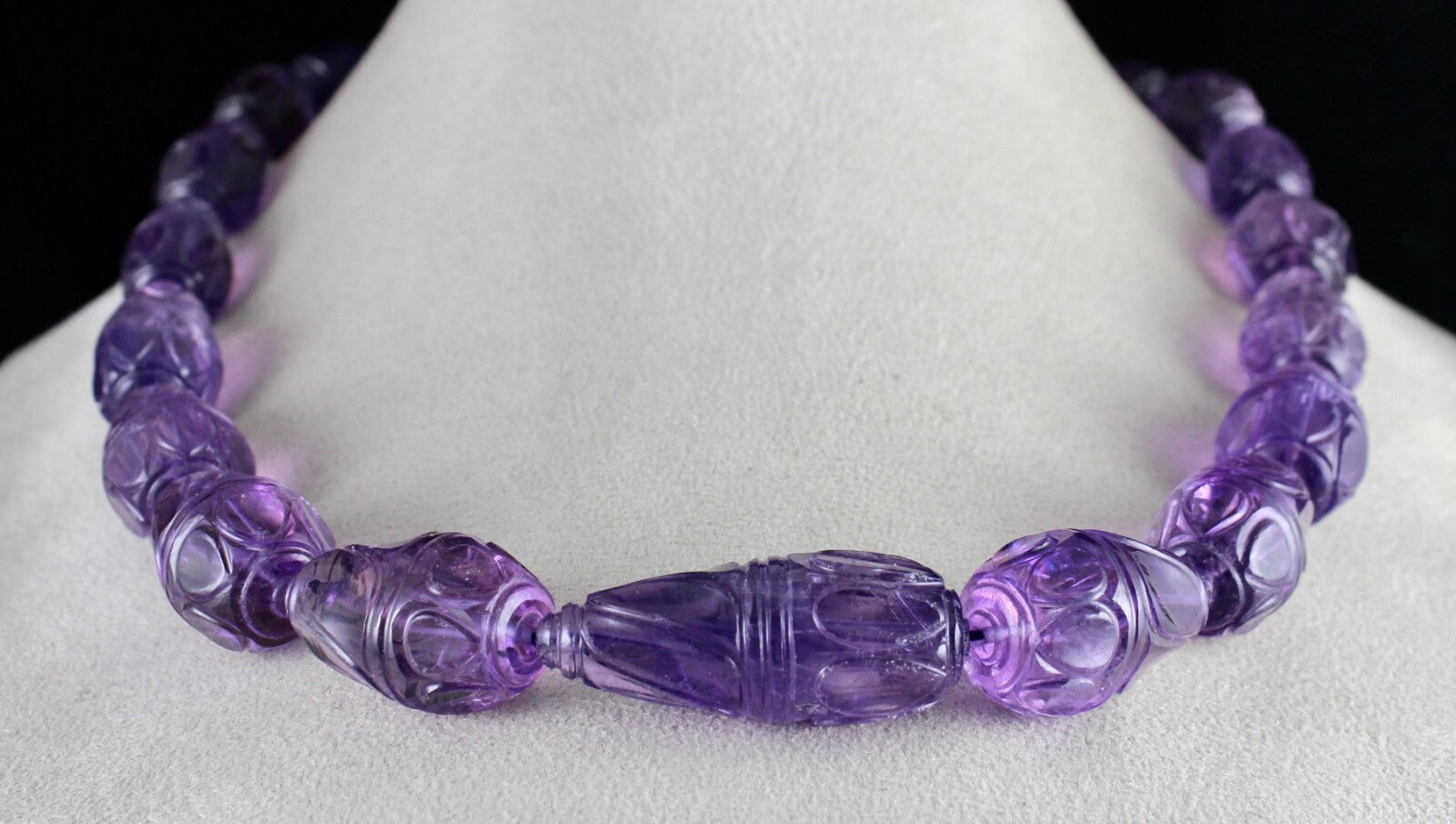 Certified Vintage Natural Amethyst 965 Ct Engraved Drop Sterling Silver Necklace