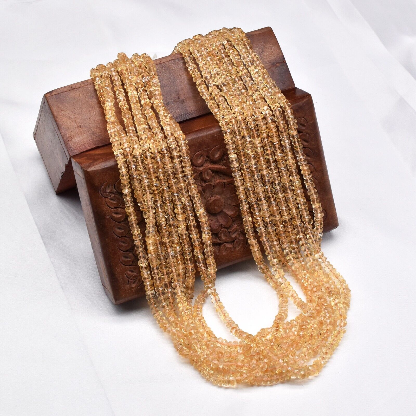 Natural Citrine Beads Faceted Round 8 L 694 Ct Gemstone String Fashion Necklace