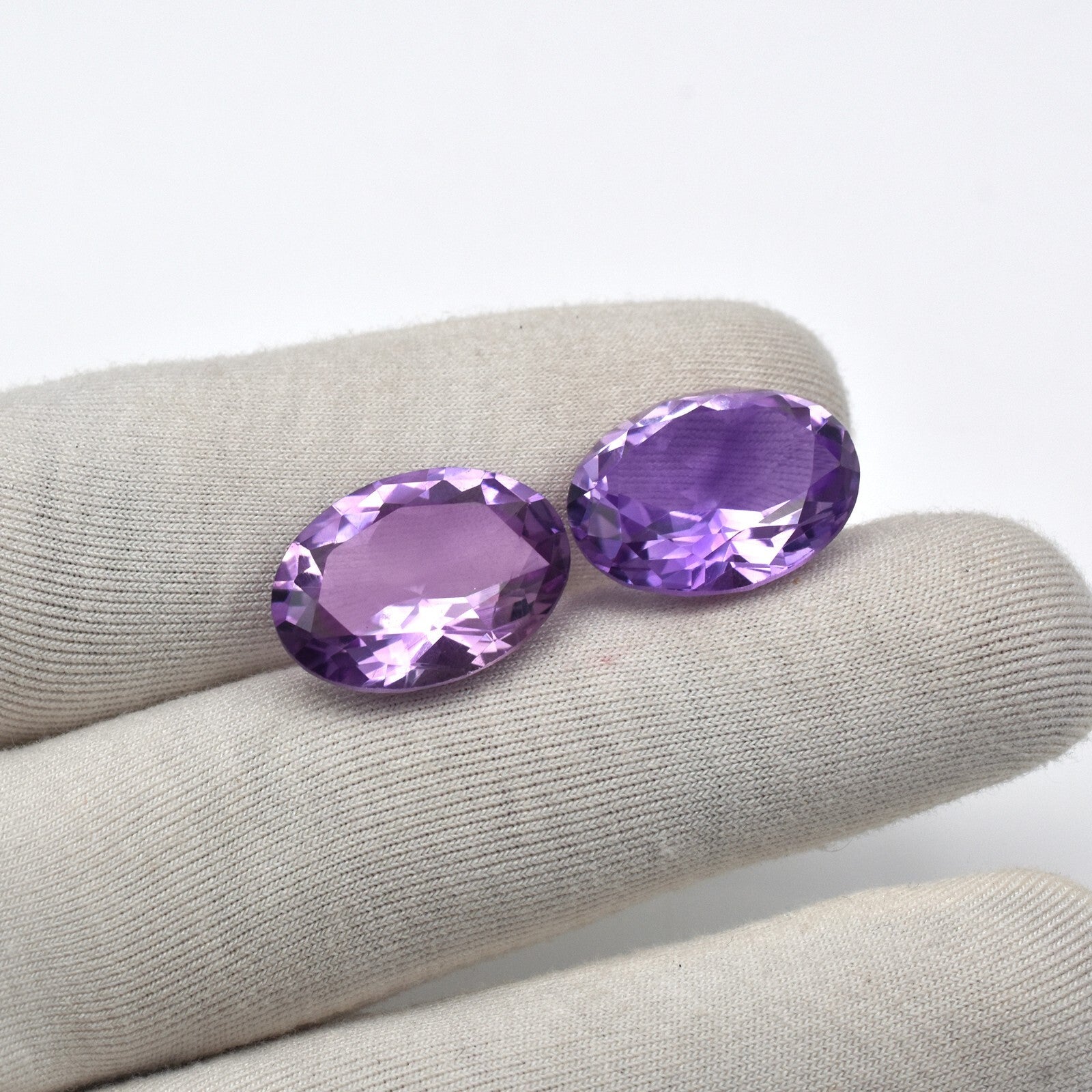 Natural Amethyst Oval Purple Gemstone Pair 29.54 Ct 20x15mm Earring Design