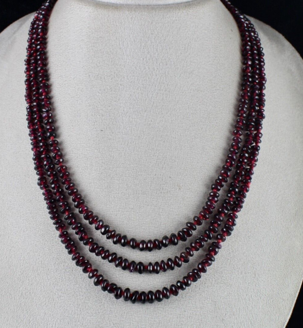 Natural Garnet Beads 430ct Button Semi Precious Gemstone Necklace