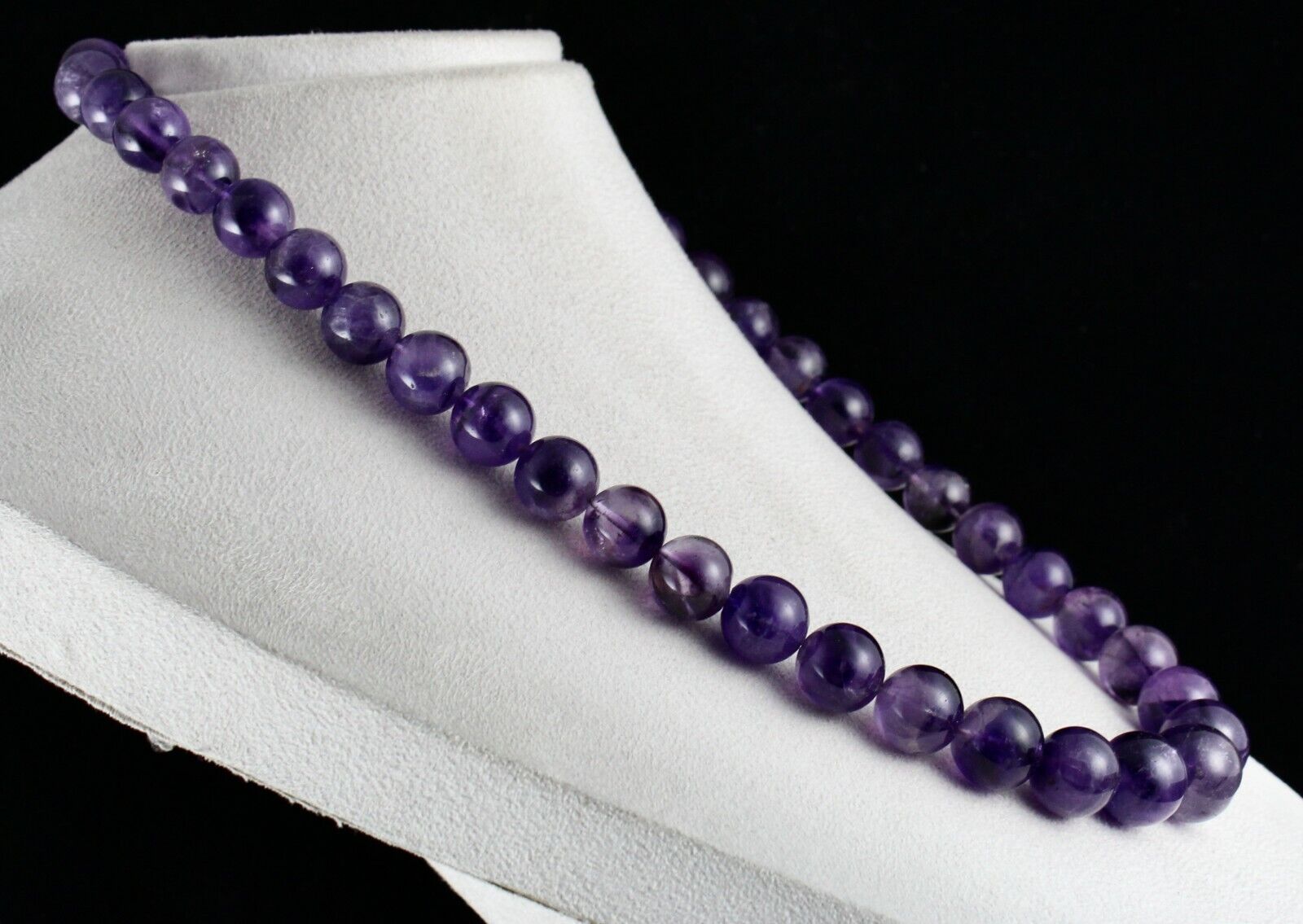 Natural Amethyst Beaded Necklace 1 Line 846 Carats Big Round Gemstone Strings
