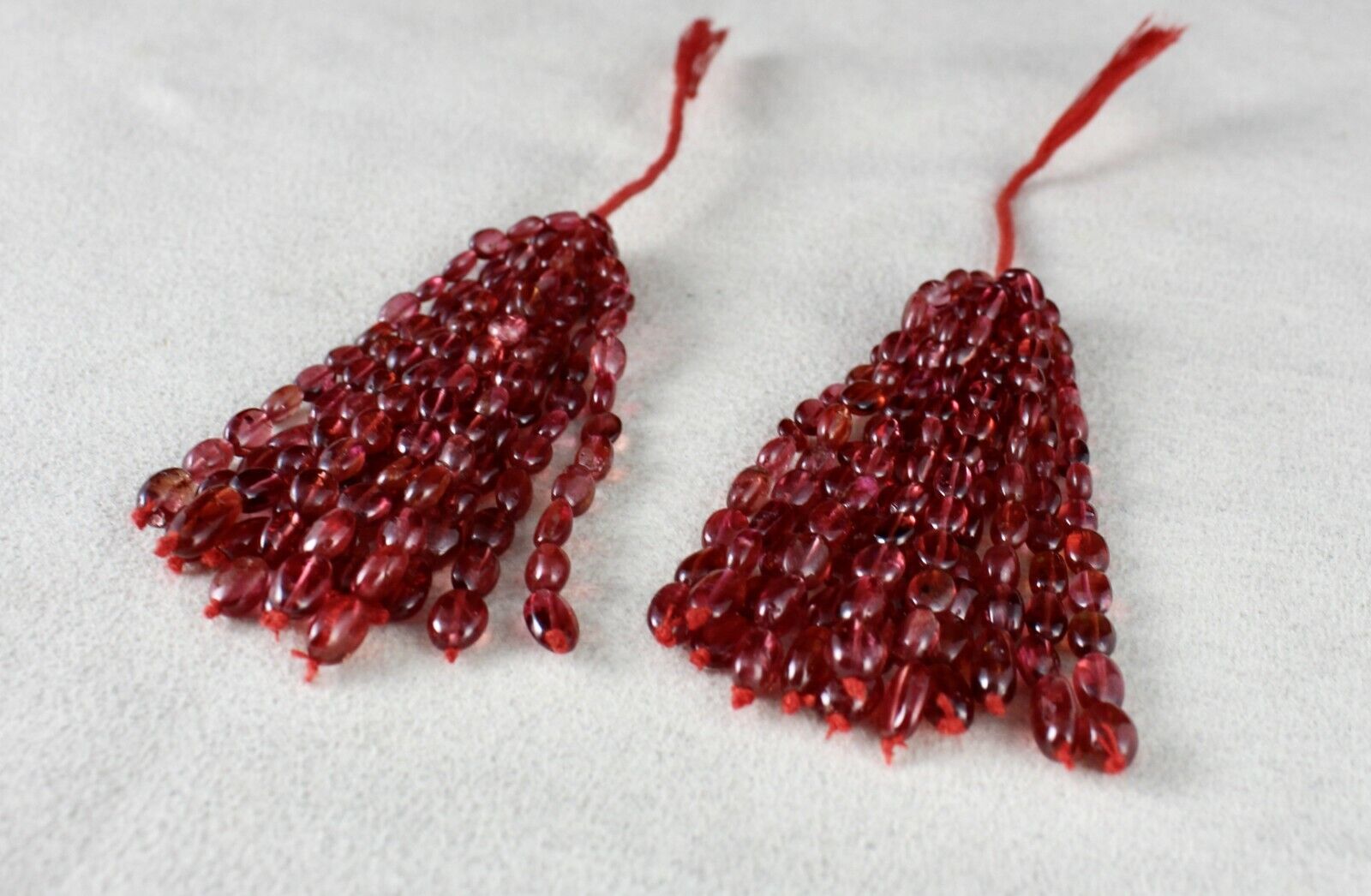 NATURAL CERTIFIED SPINEL BEADS TASSEL LONG 154 CARATS DESIGNING GEMSTONE EARRING