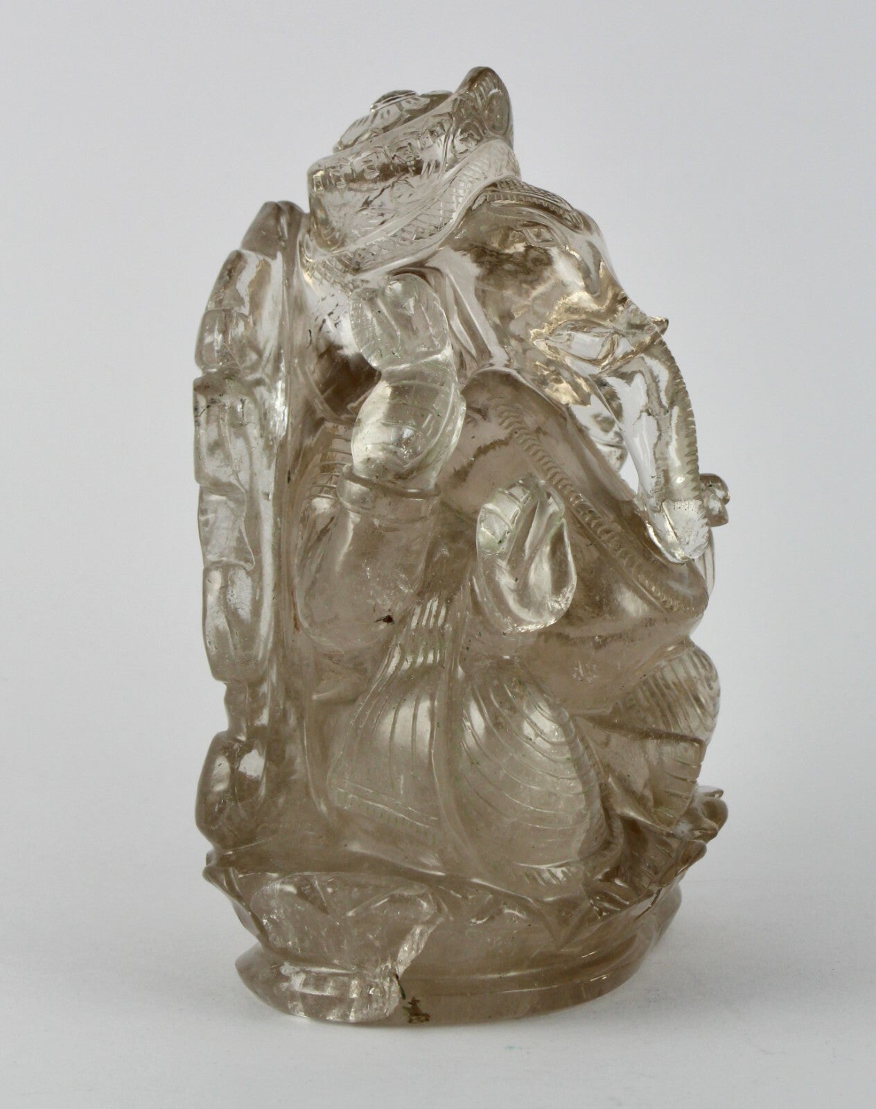 Certified Natural Smoky Crystal Quartz 6275 Ct Lord Ganesha Statue Home Decor