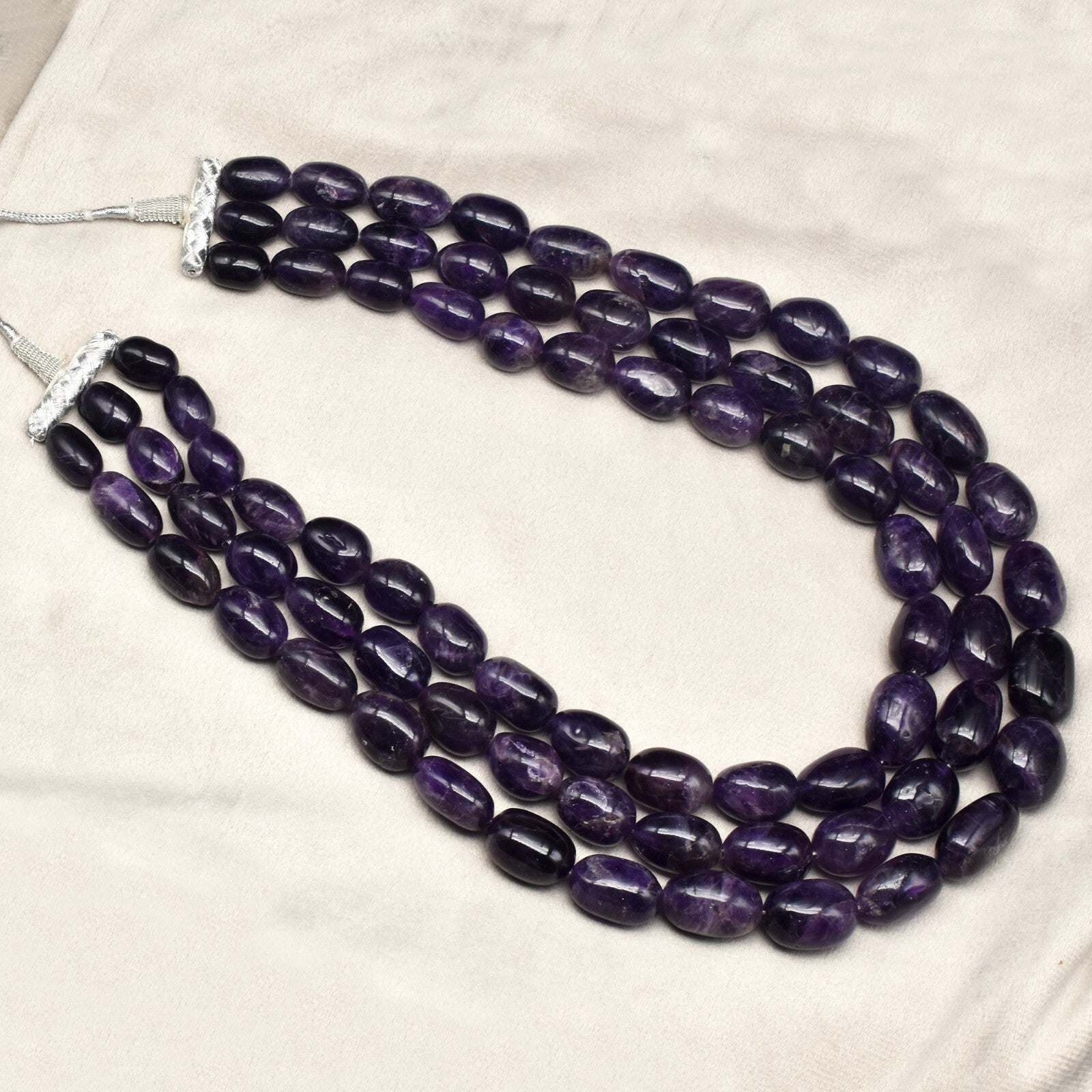Natural Amethyst Oval Beads 2405ct Purple Gemstone Fashion Necklace