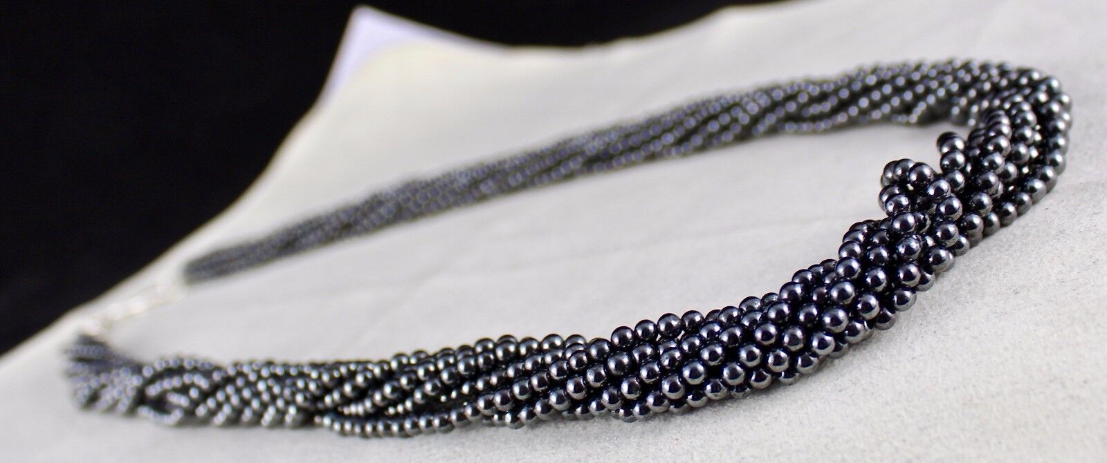 NATURAL HEMATITE BEADS 9 LINE 23 INCH 725 CARATS ROUND GEMSTONE LADIES NECKLACE