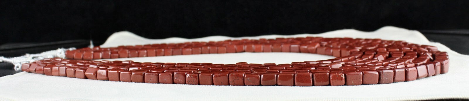 Certified Natural Red Jasper Square Beads Necklace 1982 Ct Fashion 7 Line