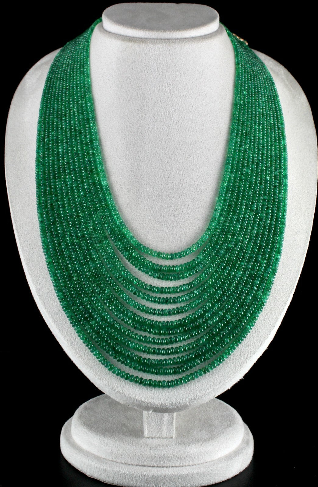 Natural Zambian Emerald Beads Necklace 871 Carat 13 Line Certified Gemstone
